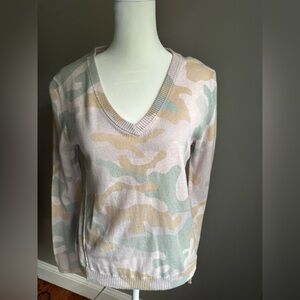 ATM Anthony Thomas Melillo Pastel Camouflage V-Neck Sweater